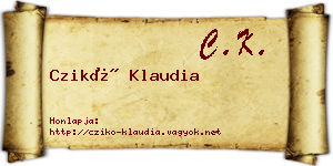 Czikó Klaudia névjegykártya