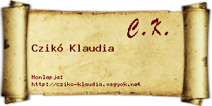 Czikó Klaudia névjegykártya